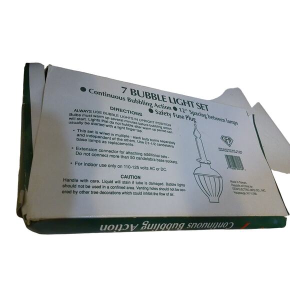 Vintage GEM 7 Light Bubble Set Christmas Green Red Woolworths READ AS IS - Picture 5 of 6